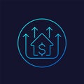 House prices growing vector line icon Royalty Free Stock Photo