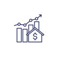 house prices growth icon with graph, line vector Royalty Free Stock Photo