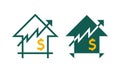 House prices growth icon vector image Royalty Free Stock Photo