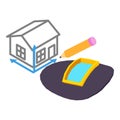 House project icon isometric vector. Volumetric house drawing and welder mask Royalty Free Stock Photo