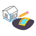 House project icon isometric vector. Volumetric house drawing and welder mask