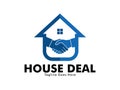 House and property dealer with handshake marketing logo design