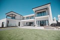 House, property and elderly couple on a balcony, relax and bonding at their dream home. Real estate, family house and Royalty Free Stock Photo