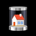 House protected inside a glass capsule. Royalty Free Stock Photo