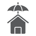 House protection glyph icon, Real estate and home