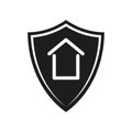 House protection icon. Vector shield symbol. Black and white. Home security. Royalty Free Stock Photo