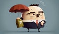 House protection insurance businessman - Kawaii cartoon characte