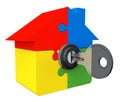 House from puzzle with key and lock Royalty Free Stock Photo