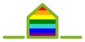 House with rainbow flag, gay, peace, isolated.