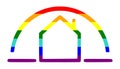 House with rainbow flag, gay, peace, isolated.