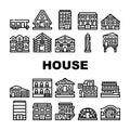 House Real Estate Collection Icons Set Vector