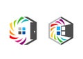 House, real estate, hexagon, home, logo, set of rainbow colorize building symbol icon vector design Royalty Free Stock Photo
