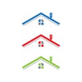 House real estate logo line vector. blue, red, green color Royalty Free Stock Photo