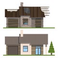 House before and after reconstruction on a white background Royalty Free Stock Photo