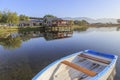 House reflected in scenic lake Royalty Free Stock Photo