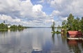 House reflected in scenic lake Royalty Free Stock Photo