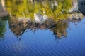 House reflection in river stream, Knaresborough UK Royalty Free Stock Photo