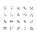 House remodeling tools. House remodel elements. Repair and construction tool and equipment icon set.