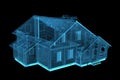 House rendered xray blue transparent Royalty Free Stock Photo