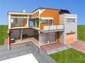 House rendering in section Royalty Free Stock Photo