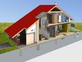 House rendering in section Royalty Free Stock Photo