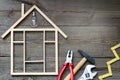 House renovation construction and improvement DIY tools background Royalty Free Stock Photo