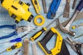 House renovation tools and accessories. Royalty Free Stock Photo