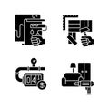 House renovations black glyph icons set on white space Royalty Free Stock Photo