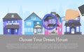 House rent banner, home selection, building project, real estate concept choose dream homevector illustration. Housing