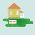 House rent flat design vecotr illustration. Real estate advertisment