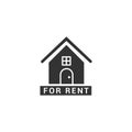 House for rent icon logo vector illustration concept. Real estate for rent, house for sale sign, isolated on white background Royalty Free Stock Photo