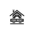 House for rent icon logo vector illustration concept. Real estate for rent, house for sale sign, isolated on white background Royalty Free Stock Photo