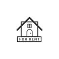 House for rent icon logo vector illustration concept. Real estate for rent, house for sale sign, vector line icon Royalty Free Stock Photo