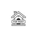 House for rent icon logo vector illustration concept. Real estate for rent, house for sale sign, vector line icon Royalty Free Stock Photo