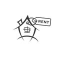 House for rent icon logo vector illustration concept. Real estate for rent, house for sale sign, vector line icon Royalty Free Stock Photo