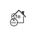 House for rent icon logo vector illustration concept. Real estate for rent, house for sale sign, vector line icon Royalty Free Stock Photo