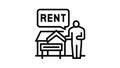 house renter property estate home line icon animation