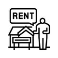 house renter property estate home line icon vector illustration