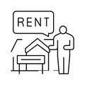 house renter property estate home line icon vector illustration