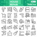 House repair line icon set, Homebuilding and renovating symbols collection or sketches. Construction and repair linear Royalty Free Stock Photo