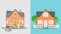 House before and after repair. New and old suburban cottage. Home renovation. Renovation home. The old abandoned house Royalty Free Stock Photo
