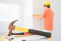 House Repair and property maintenance. Laborer tool and equipment for home service. Royalty Free Stock Photo