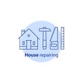 Carpenter concept, house repair services, home improvement and maintenance, remodeling and renovation, construction vector icon