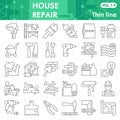 House repair thin line icon set, Homebuilding and renovating symbols collection or sketches. Construction and repair Royalty Free Stock Photo