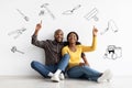 House Repairment Concept. Happy African American Couple Thinking About Flat Renovation, Collage