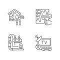 House repairs and facilities linear icons set