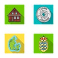 House, residential, style, and other web icon in flat style. Country, Denmark, sea, icons in set collection.