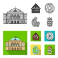 House, residential, style, and other web icon in monochrome,flat style. Country, Denmark, sea, icons in set collection.
