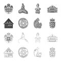 House, residential, style, and other web icon in outline,monochrome style. Country, Denmark, sea, icons in set