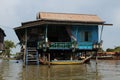 House in the river. Bleu houseboat